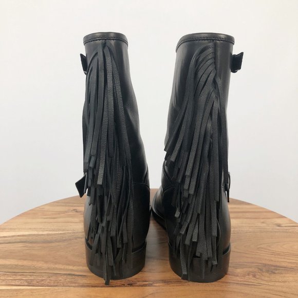 New Michael Kors Collection Ingrid Fringe Leather Moto Western Rock & Roll Boots - Picture 10 of 15
